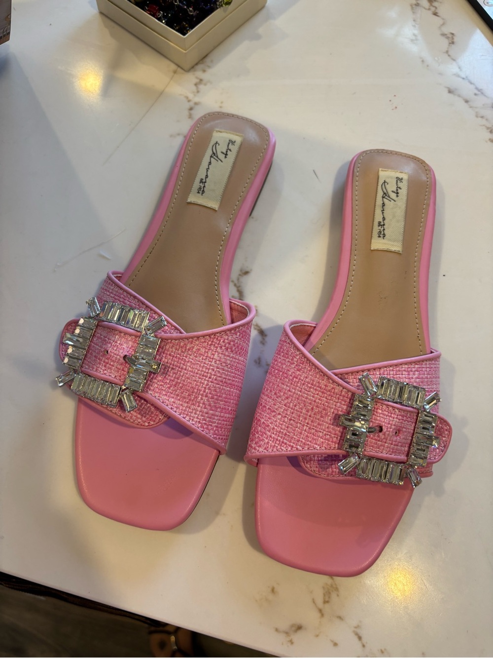 Vintage Havana Pink Embellished Slide Sandals